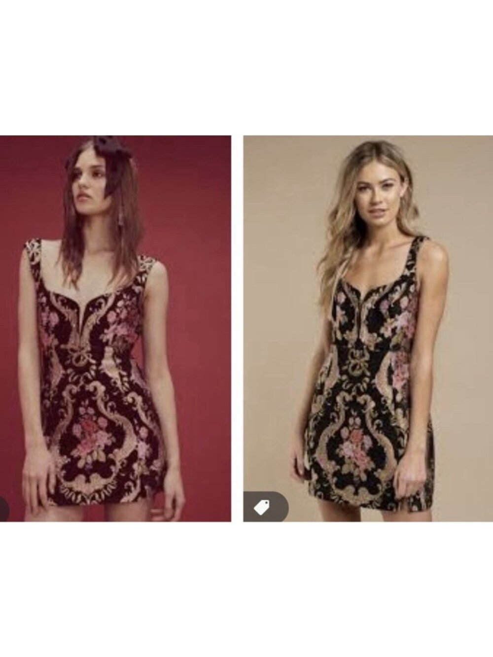 NWT For Love & Lemons S M 4 6 Brocade Tapestry Mini Dress Jacquard Sheath Floral